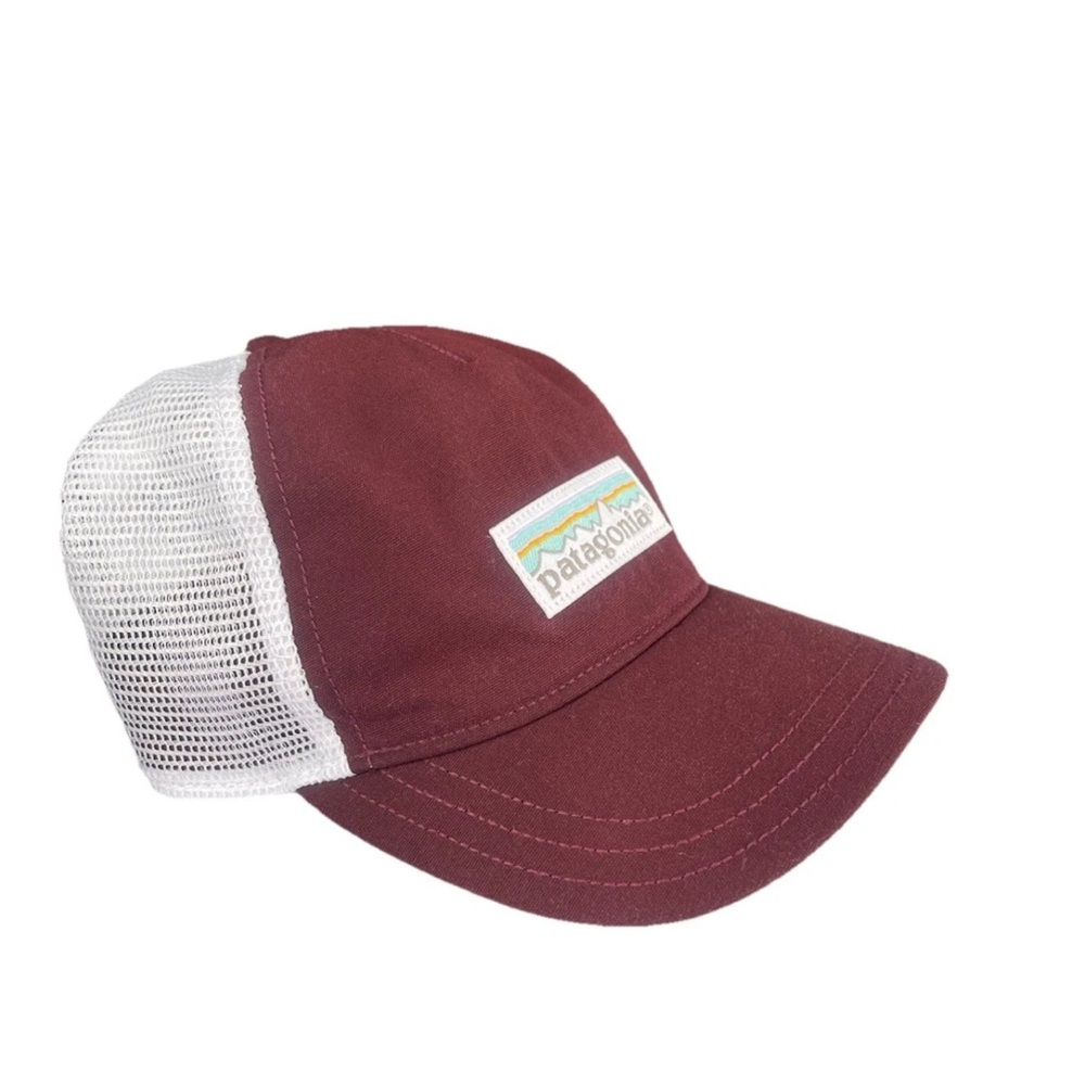 Patagonia Hat Cap Men White Maroon Snapback Trucker Hat Outdoors Hiking Fishing